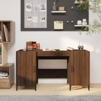 Escritorio de madera multicapa roble marrón 140x50x75 cm