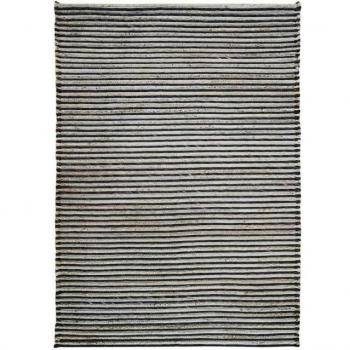 Alfombra trenzada de lana, yute y algodón 160 x 230 cm Gris