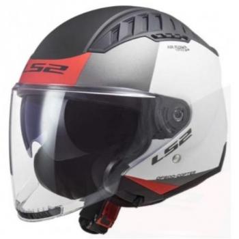 LS2 OF600 Copter II Urbane Casco Jet Blanco Mate-Rojo