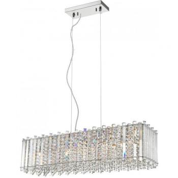 Lámpara colgante Clara Chrome de 7 bombillas, diámetro 21cm, diseño oblongado en cristal cromado