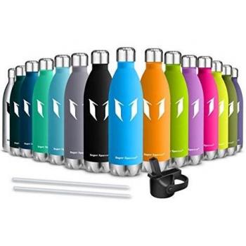 Super Sparrow Botella de Agua aislada al vacío de Acero Inoxidable, diseño de Pared Doble - 350ml - Sin BPA Gorra Deportiva con Gorra estándar - para Correr, Gimnasio, Yoga, Ciclismo