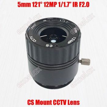 Lente CCTV de 12MP, 1/1.7, 5mm, 121 grados, Montaje CS, Iris Fijo e IR para Cámaras de Seguridad de 5MP, 8MP y 4K