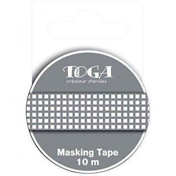 Toga MT87 Masking Tape Vichy Washi Tape Taupe/Blanco 5,5 x 7 x 1,5 cm