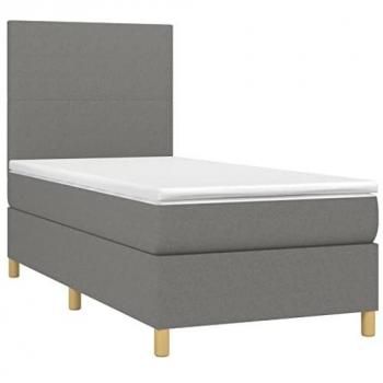 Cama box spring colchón y luces LED tela gris oscuro 80x200 cm vidaXL - Gris