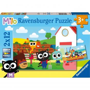 Ravensburger - Puzzle Milo 3x19x27 Cms, pack de 2 con 12 piezas cada uno, juguete educativo para niños