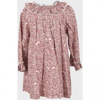 Vestido de bebé niña rosa de algodón con volantes