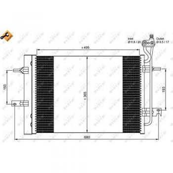 Condensador de Aire Acondicionado EASY FIT NRF 350034 con Deshidratador para Opel Meriva A