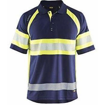 Blaklader High-Visibility UV Polo Shirt, Navy/Yellow, Unisex Size: XL