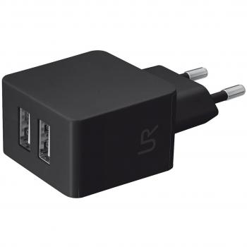 Trust Urban - Cargador de pared doble USB universal de 10 W para smartphones, negro