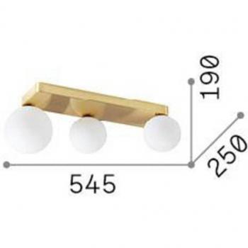 Lámpara de techo Ideal Lux Penta, 3 luces, color dorado, cristal opalino, forma de globo, material latón