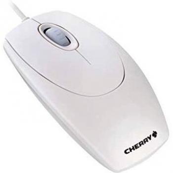Cherry - Ratón Óptico Ambidextro con Rueda, USB Tipo A, 1000 DPI, Color Blanco y Gris