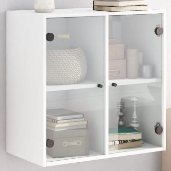 Mueble de pared con vidrio blanco Aante 68x37x68,5 cm