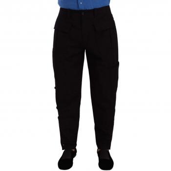Dolce & Gabbana Black Cotton Stretch Tapered Cargo Pants - IT48 | M, Slim-fit Trousers, male, Black, Size: M
