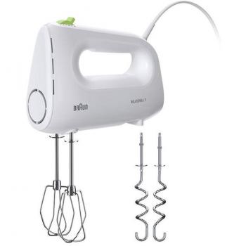 Batidora de varillas Braun MultiMix 1 HM 1110 Blanca, 450W, 4 velocidades, Turbo, con 2 ganchos para amasar