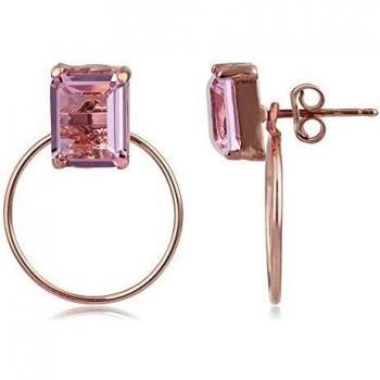 Córdoba Jewels | Pendientes en plata de ley 925 con bañada en oro rosa con Swarovski con diseño Circle Swarovski Rosa Rose Gold