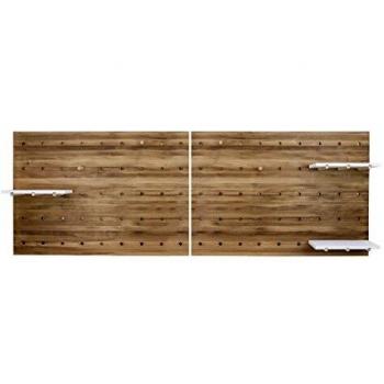 Decowood - Cabecero de Madera Natual con Panel de Accesorios - Hecho a Mano en España - Color Madera Envejecida - Medidas 238x80cm - Anclajes Incluidos
