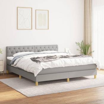 Estructura de cama box spring con colchón gris claro 160x200 cm