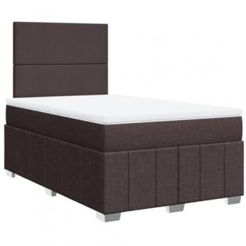 Cama box spring con colchón tela marrón oscuro 120x190 cm