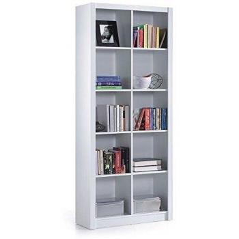 Habitdesign 005492BO - Estantería librería doble, color Blanco Brillo, medidas 195 x 77 x 30 cm de fondo