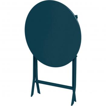 Mesa Redonda Plegable Hesperide para Jardines en Petróleo Mate - Mesa de jardín plegable redonda, color petróleo mate, capacidad para 2 asientos