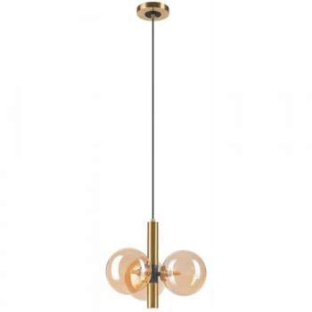 Lámpara de Suspensión Rollo de Acero y Vidrio en Oro y Negro - 35x35x120 cm