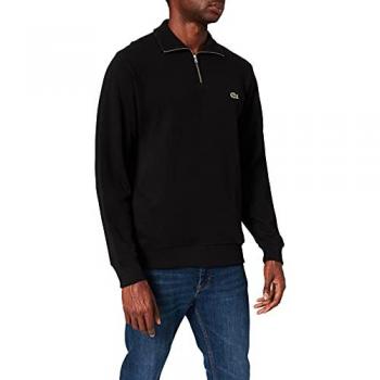 Lacoste Men's Black Cotton Half-Zip Stand-Up Collar Sweatshirt - XS