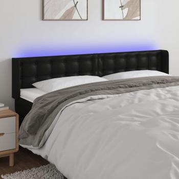 Cabecero LED negro de cuero sintético con dimensiones de 203x16x78/88 cm