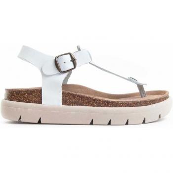 Sandalia De Piel Con Plataforma Para Mujer. Purapiel Mcalmuhi 80623 Blanco