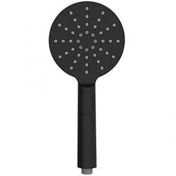WENKO Mango de ducha Design negro Ø 12 cm - ducha de mano universal, rociador de ducha con 3 tipos de chorros con un cómodo cambio por pulsador, Plástico