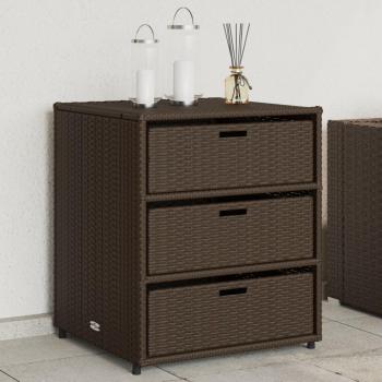 vidaXL Garden Storage Cabinet Brown 55x59x69 cm Poly Rattan