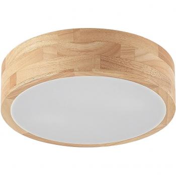 Plafón de madera de roble Lindby Tanju, diámetro 30 cm, lámpara de techo tradicional en marrón, 2 llamas E27 para salón y comedor