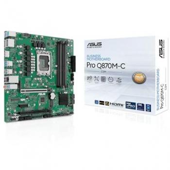 ASUS PRO Q870M-C-CSM Micro ATX Motherboard with Intel Q870, DDR5 Support, Dual M.2 Slots, HDMI & DisplayPort Outputs