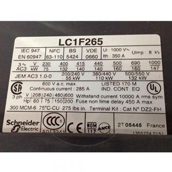 Schneider Electric LC1F265 Tesys F, Contactor, 3P Ac-3, 440 V 265 A, Sin Bobina