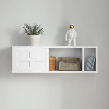 SoBuy Gabinete de pared con puertas correderas, estante de pared para pasillo entrada, 75 x 20 x 23 cm, color blanco