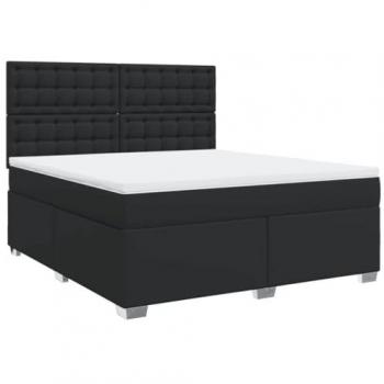 Cama box spring con colchón de cuero sintético negro 180x200 cm