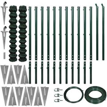 vidaXL Set Valla con Estacas 1.97x25 m Acero Verde Cerca Cercado Vallado Reja