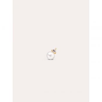 Pendiente Suelto Singularu Pearl Spark - Elegante Pendiente en Plata de Ley 925 con Acabado en Baño de Oro de 18 kt