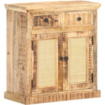Aparador de madera maciza mango y caña natural 65x32x70 cm