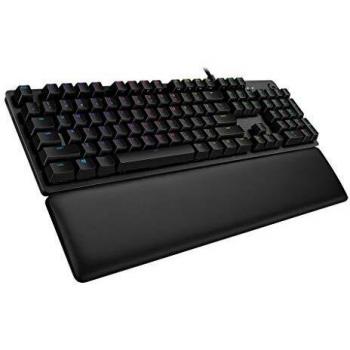 Teclado Mecánico Gaming Logitech G513 con Retroiluminación RGB, Interruptores GX Brown Táctiles y Reposamuñecas de Espuma Viscoelástica - Carbono