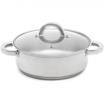 Quittin Caesar Cacerola con Tapa, Acero Inoxidable, Plata, Ø 24 cm - 4 L