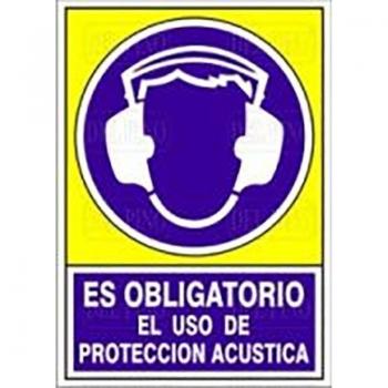 Señal 607 Plástico 490x345 Oblongo Uso para Acústica - Es Obligatorio Uso Protección Acústica