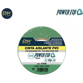 Edm 47005 Cinta Aislante, Verde, 19 mm x 10 m