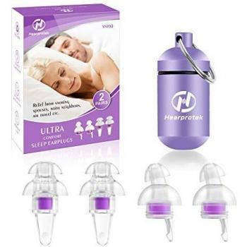 Tapones para los oídos para dormir para mujeres, Hearprotek 2 pares Protección Auditiva Tapones