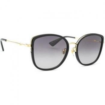 Gucci GG0606SK 001 56 Black Gold Sunglasses Grey Shaded, Female, Size: 56 MM