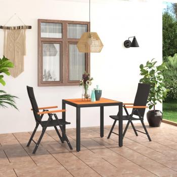 3-Piece Black and Brown Garden Dining Set