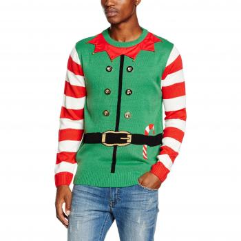 The Christmas Workshop 3D Jumper-Elf Suit, Suéter Para Hombre, Verde
