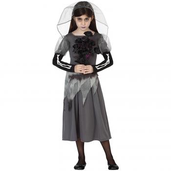 Disfraz de Novia Cadáver Infantil para Halloween y Carnaval, Talla 1