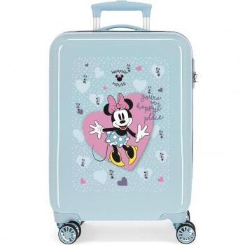 Disney Minnie My Happy Place Maleta de Cabina para Mujer, Rígida, ABS, Azul Claro, 34 Litros