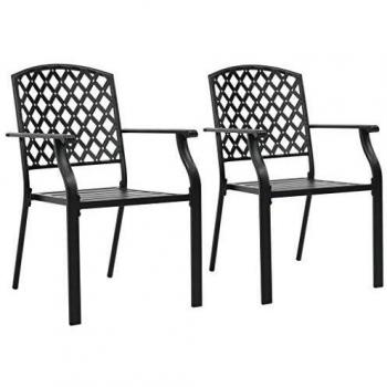 Stackable Outdoor Steel Chairs Set of 2 - Black and Anthracite