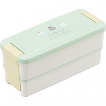 OSK Sparrow Mint Green 2-Tier Lunch Box with Dividers (340ml + 310ml) - Microwave & Dishwasher Safe for Adults